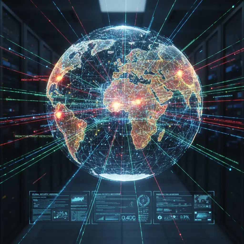 AI-powered threat detection system analyzing global cyberattacks and anomalies in real-time.