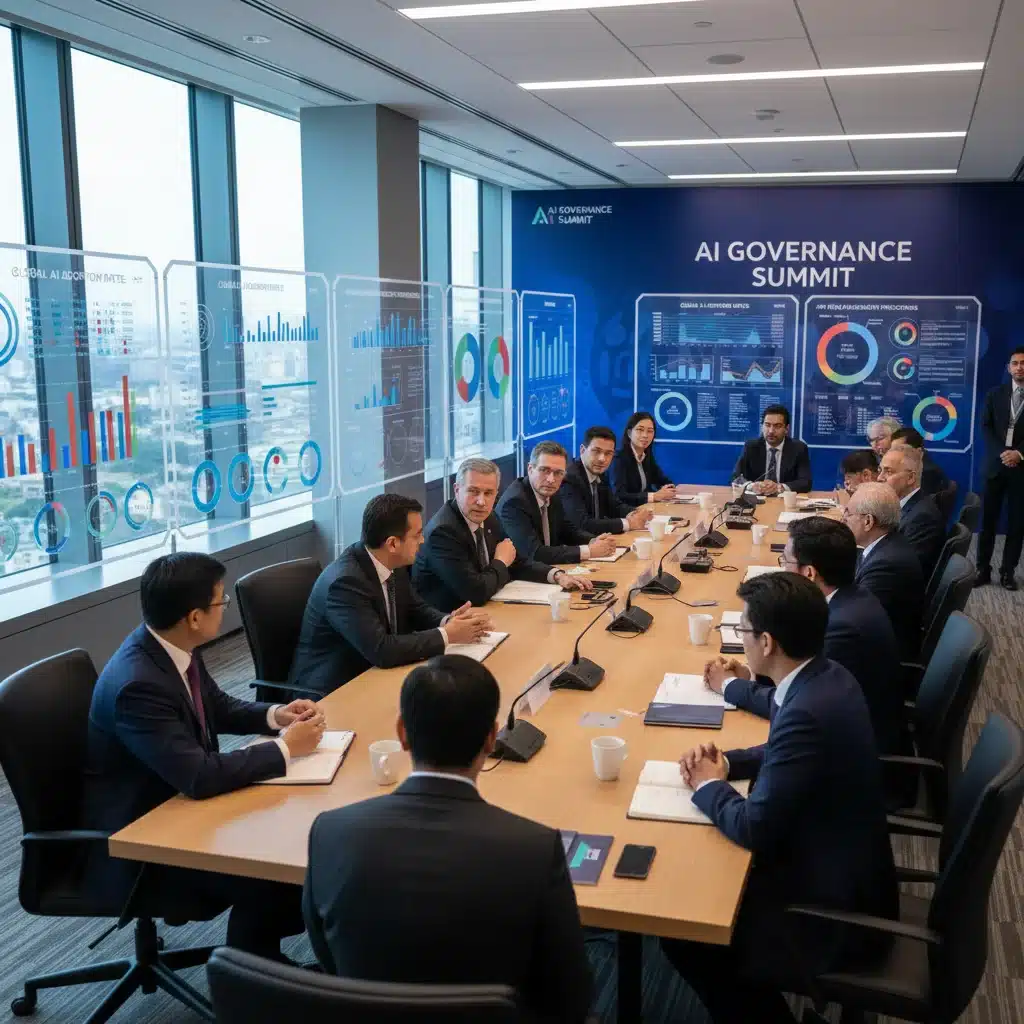 Policymakers and researchers discussing AI regulation and societal impact.