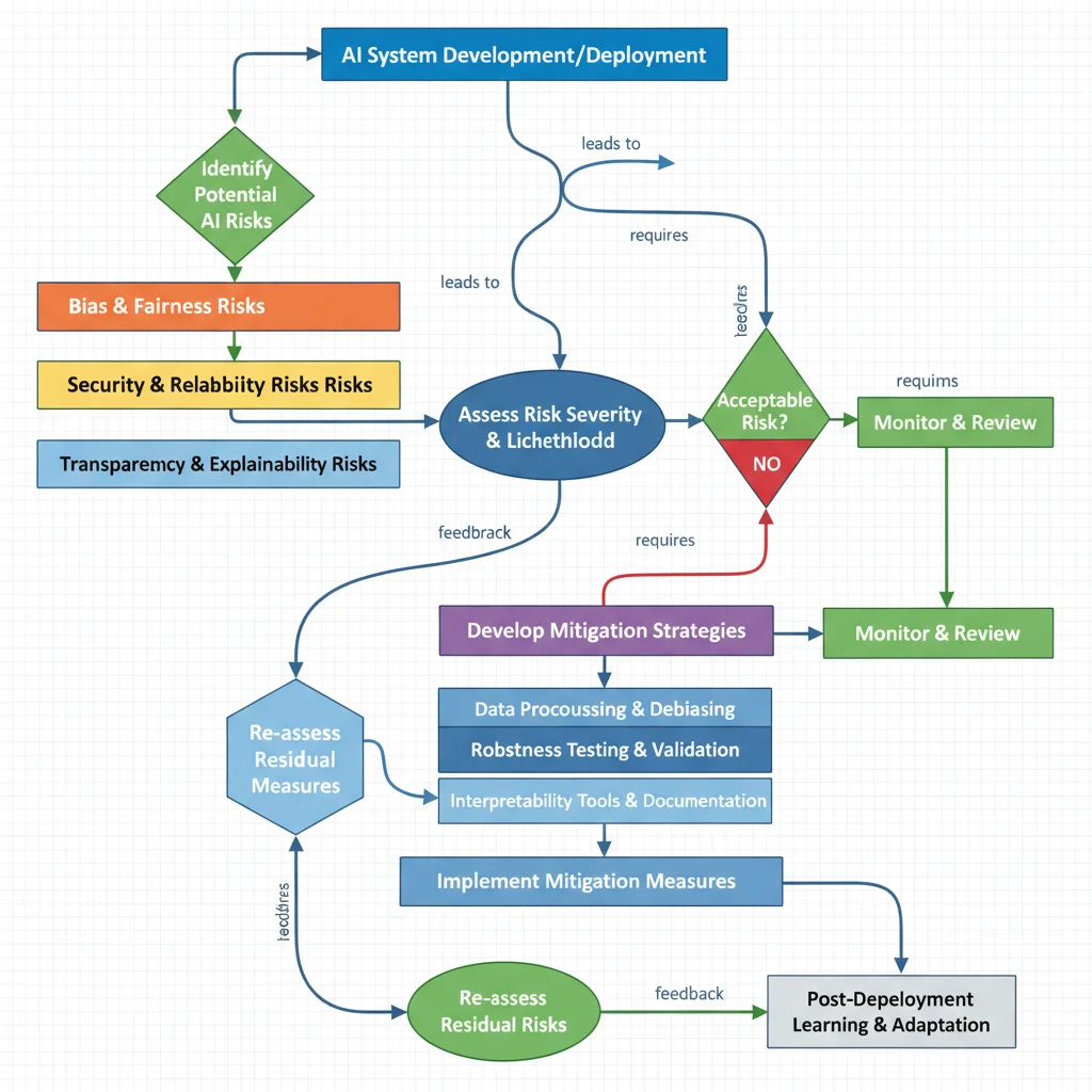 Detailed flowchart illustrating AI risk assessment and mitigation process for compliance.