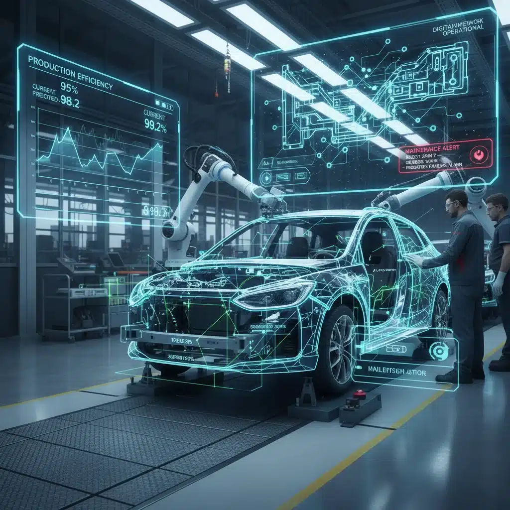 Automotive assembly line optimized with digital twin technology