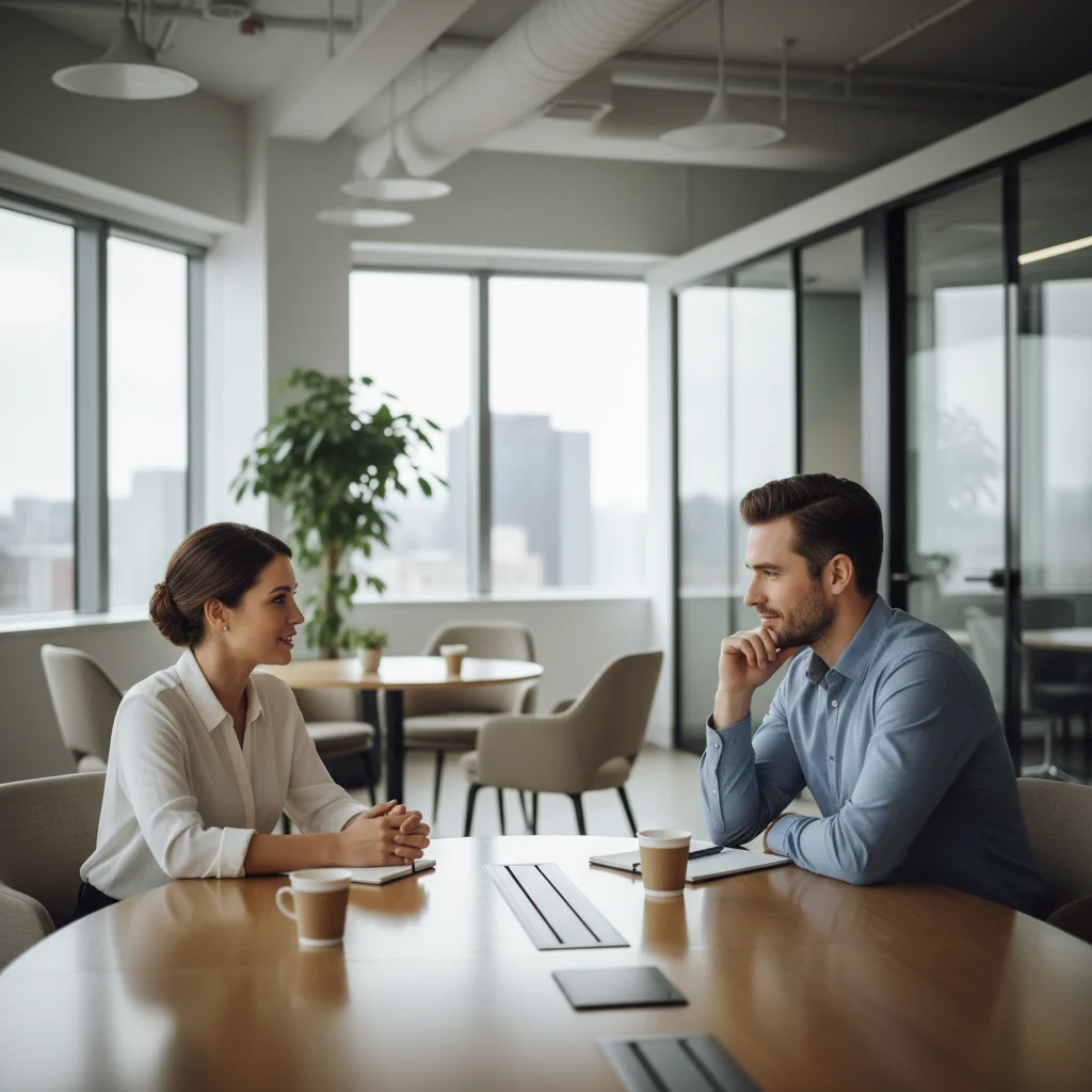 Professionals engaging in empathetic communication, showcasing emotional intelligence