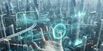 The Rise of Explainable AI (XAI): Ensuring Trust in US AI by 2027 Human hand touching a transparent AI interface, symbolizing explainable AI and trust in technology.