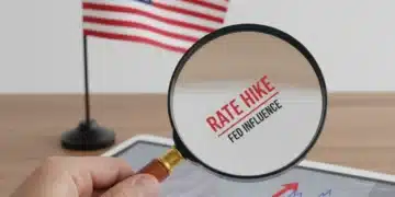 Federal Reserve Rate Hike: Impact on Your Money Magnifying glass over financial chart showing interest rate hike