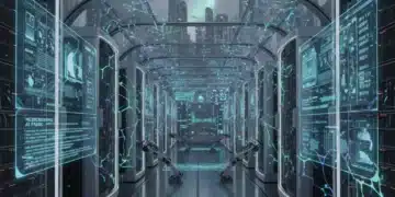 Neuromorphic Computing: Revolutionizing US Data Centers in 5 Years Futuristic data center with neuromorphic AI integration