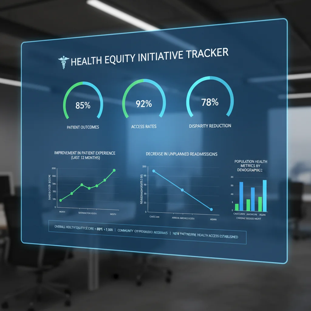 Digital dashboard showing positive healthcare metrics for health equity