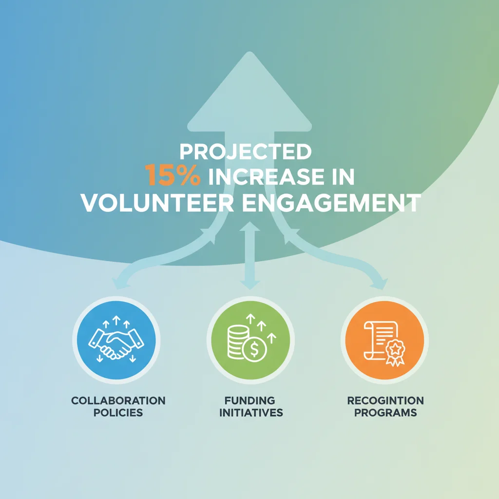 Infographic depicting three policy changes boosting volunteer engagement by 15%.