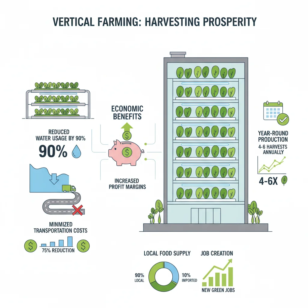 Economic benefits of vertical farming infographic