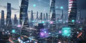 Futuristic digital city representing Web3 infrastructure and decentralized US digital services.