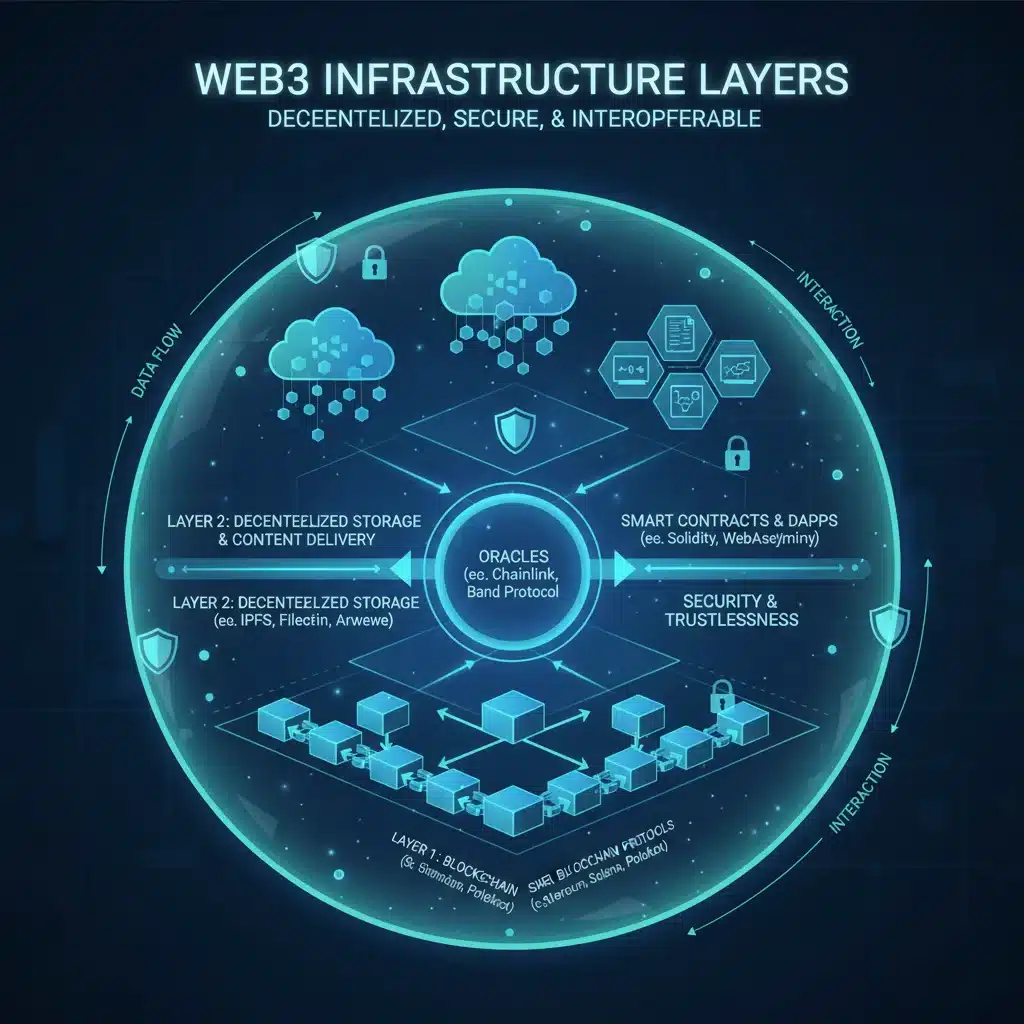 Diagram showing the intricate layers and components of Web3 infrastructure.