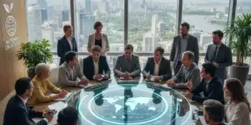 Business leaders collaborating on sustainable national development strategies