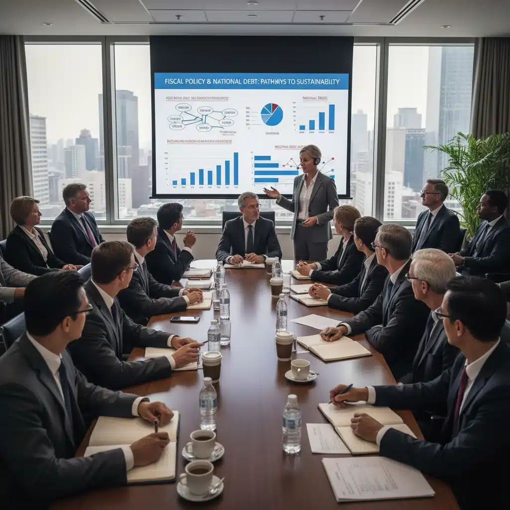 Economists and policymakers discussing fiscal policy and national debt