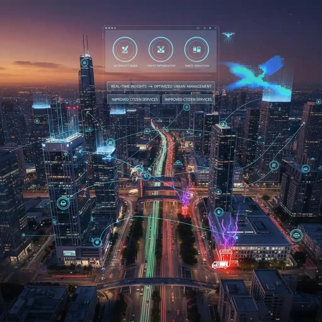 Urban smart sensor network monitoring environmental and traffic data