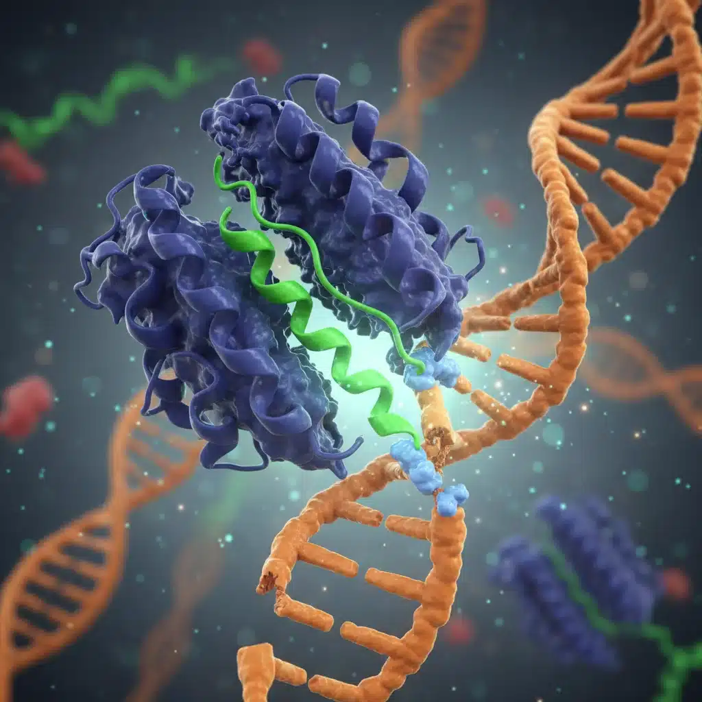 CRISPR-Cas9 gene editing technology interacting with DNA