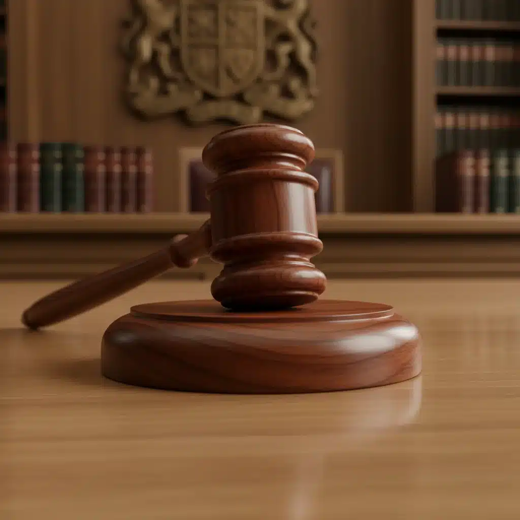 Judge's gavel on a wooden desk, symbolizing judicial authority