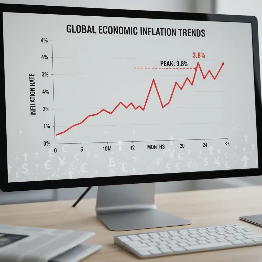 Inflation rate graph showing a 3.8% increase over the last 12 months, with an upward trend.