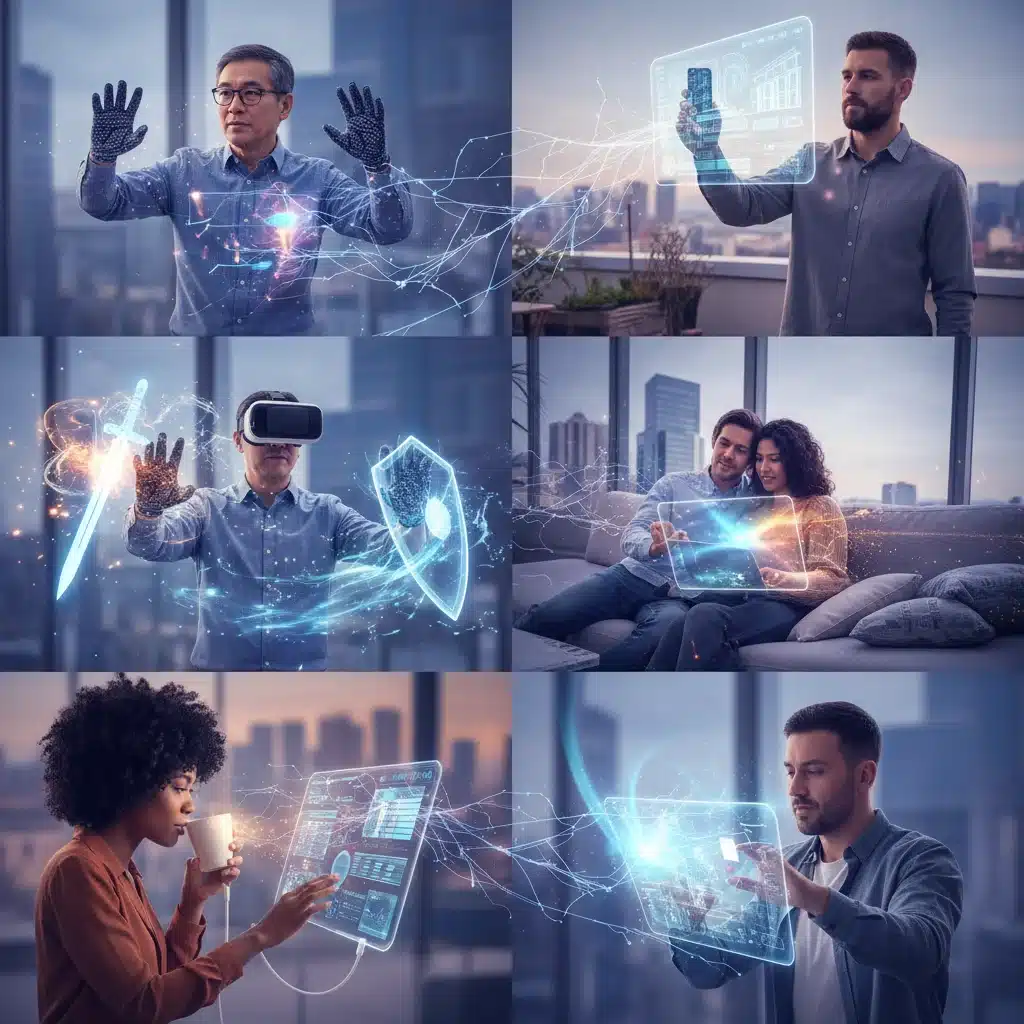 People using smart devices seamlessly connected by high-speed 5G network