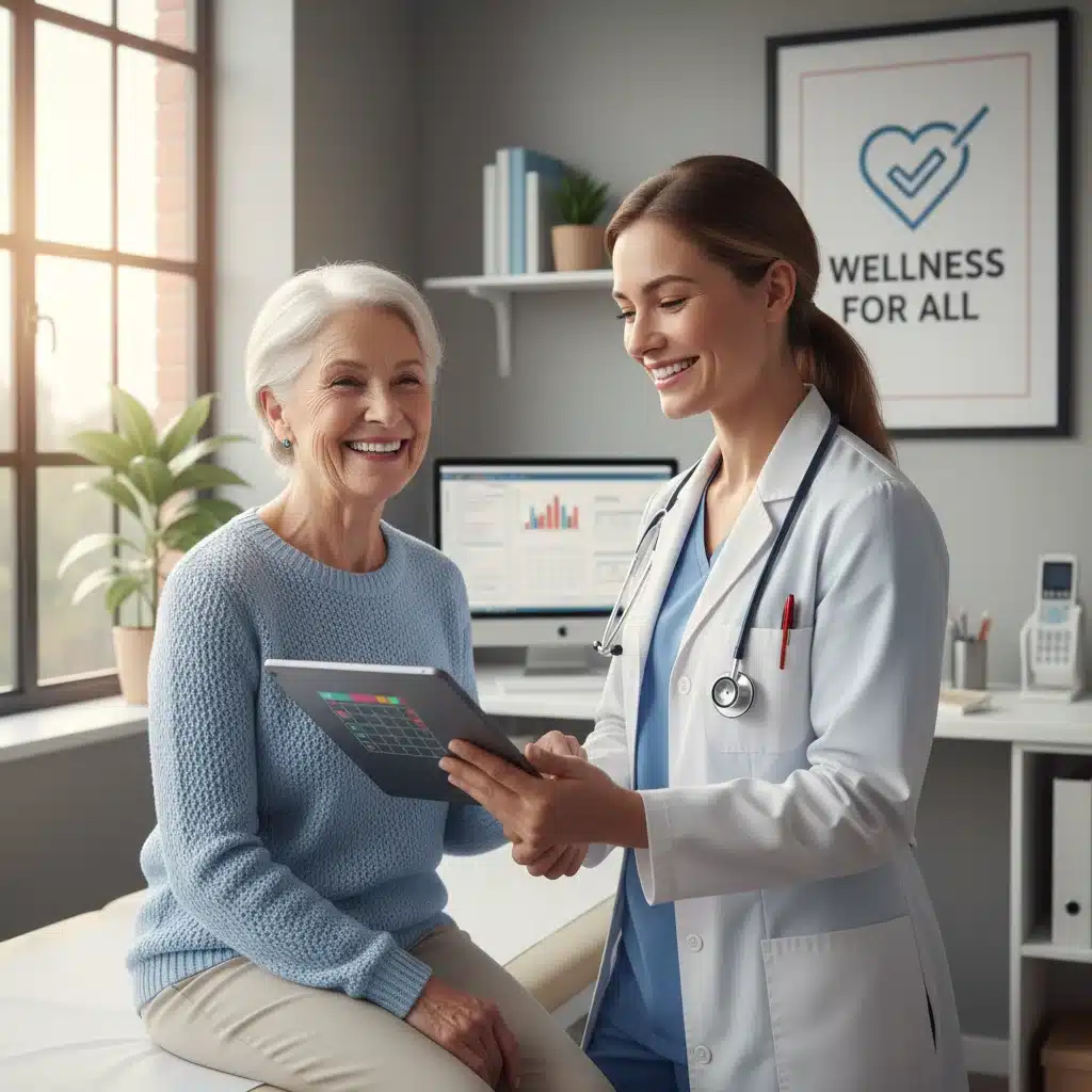Doctor consulting elderly patient on preventative care